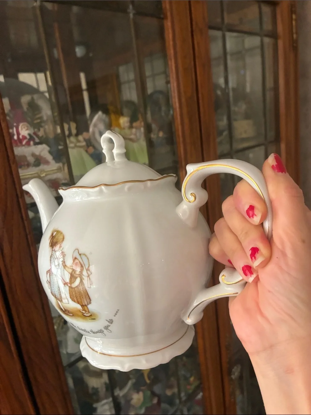 Vintage HOLLY HOBBIE PORCELAIN Tea Kettle RARE!